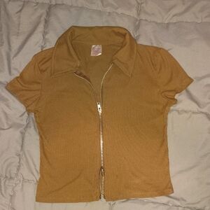 Women's Tan Zip-Up Top